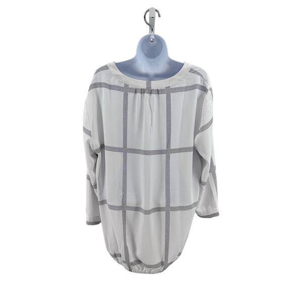 41 Hawthorn White Black Juanis Pleat Detail Gathered Hem Blouse Top Womens XL - Picture 4 of 10